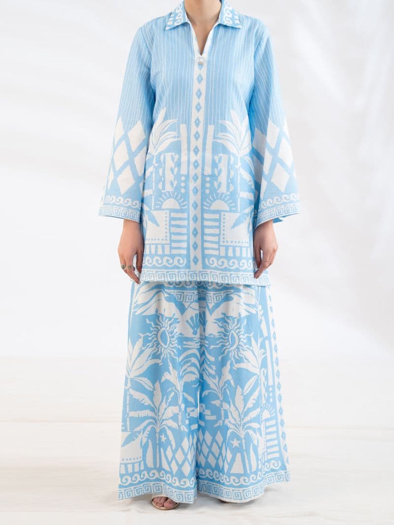 Blue Lawn Stitched 2Pc