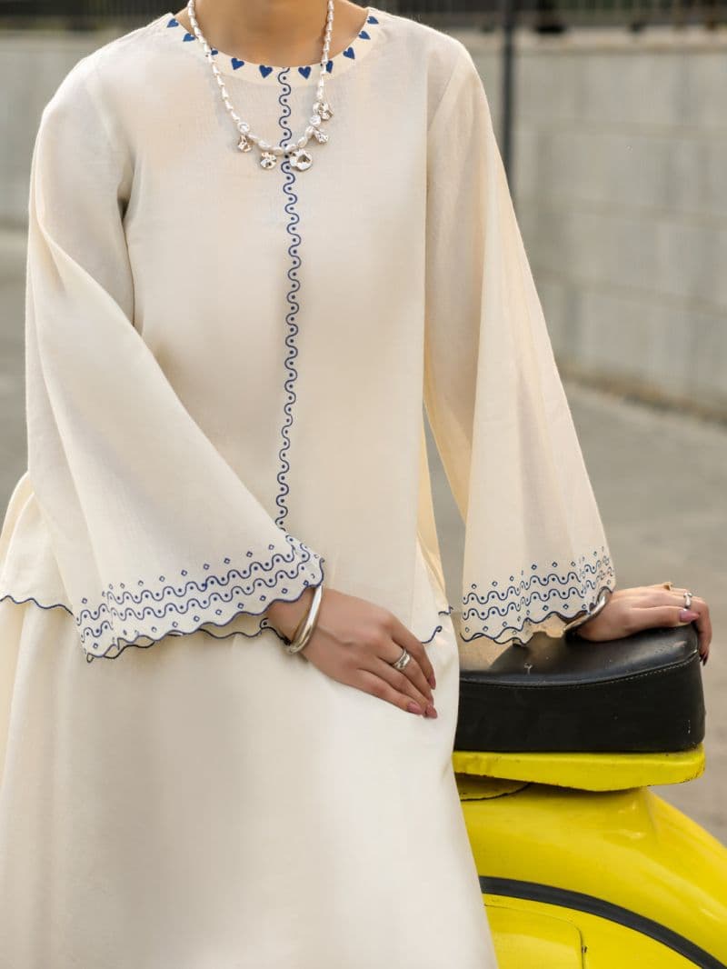 White Lawn Stitched 2Pc