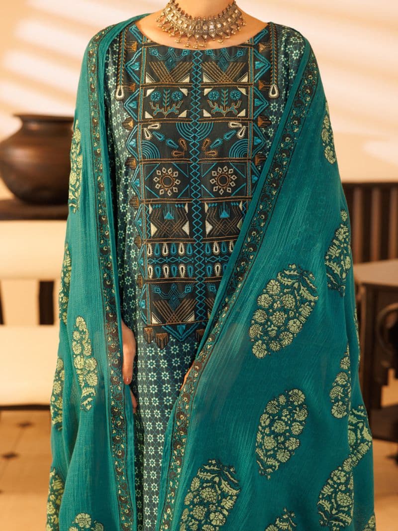 Teal Lawn Stitched 2Pc