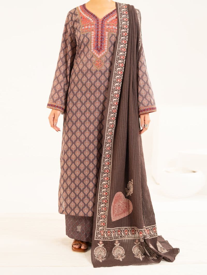Brown Lawn Stitched 2Pc