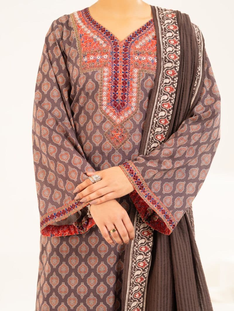 Brown Lawn Stitched 2Pc