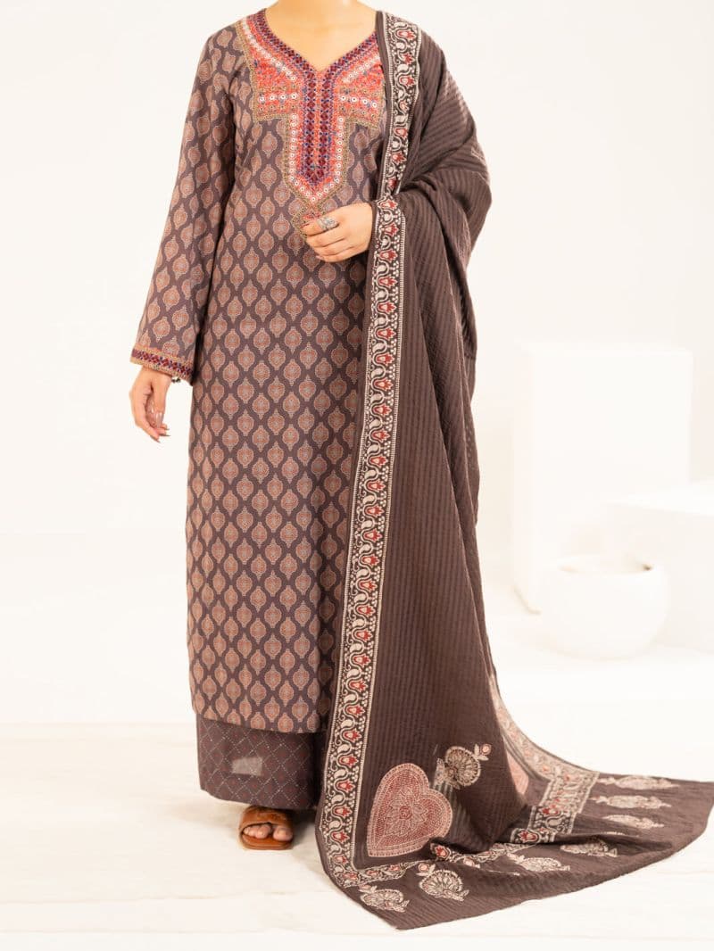 Brown Lawn Stitched 2Pc