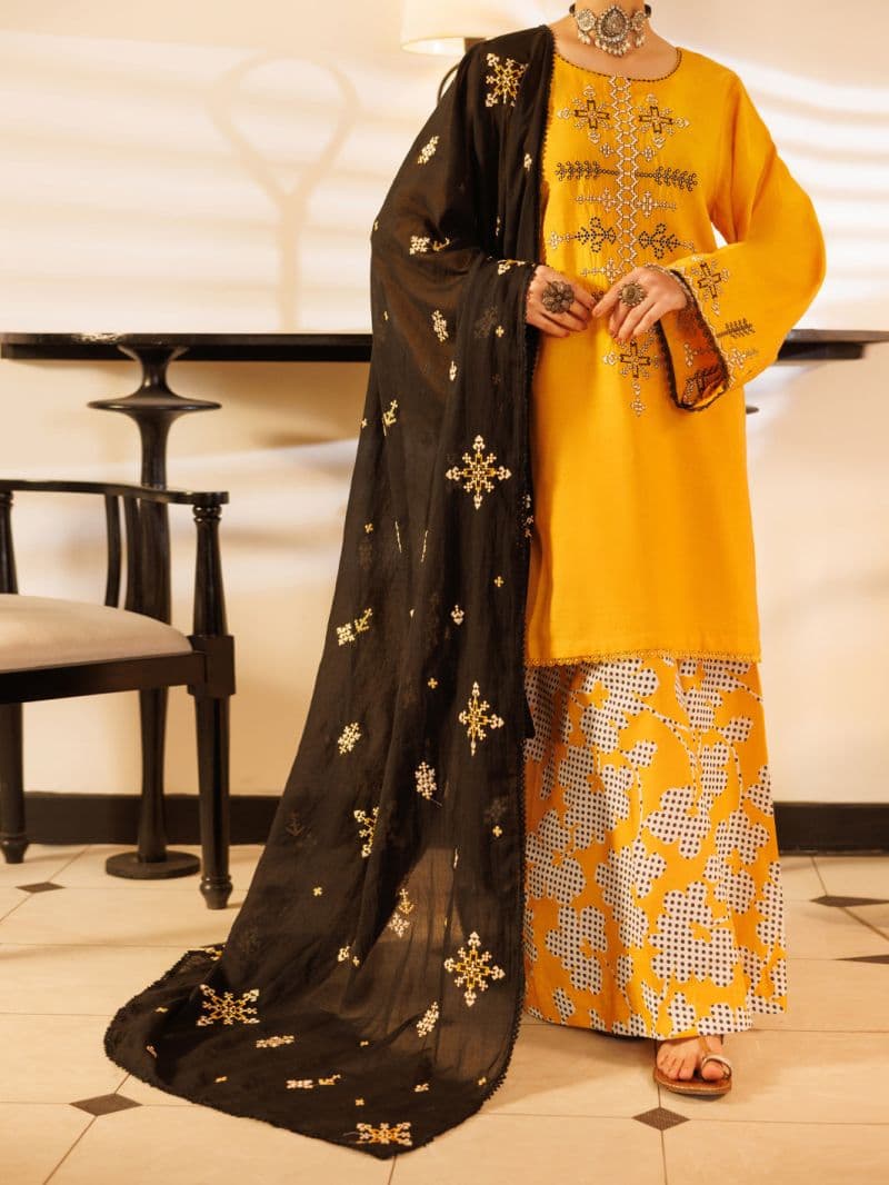 Yellow Lawn Stitched 2Pc