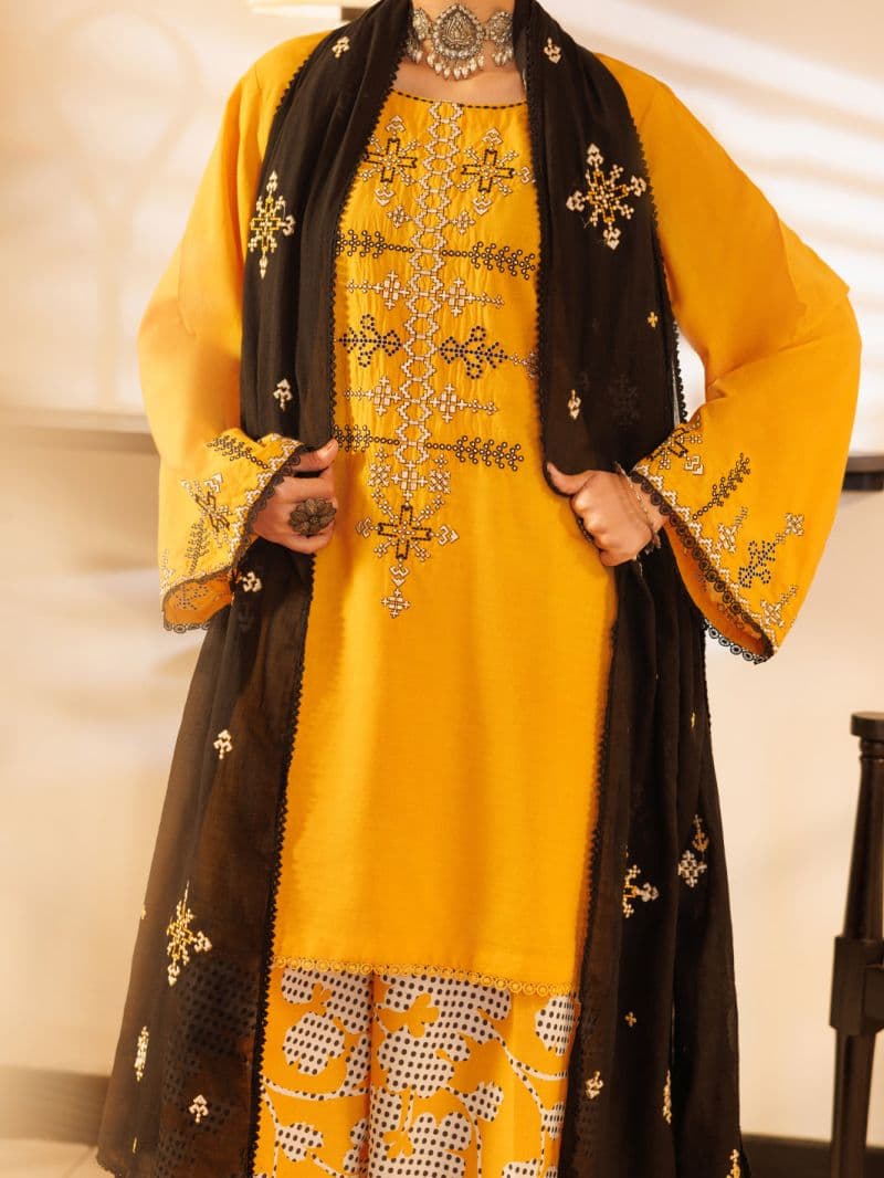 Yellow Lawn Stitched 2Pc