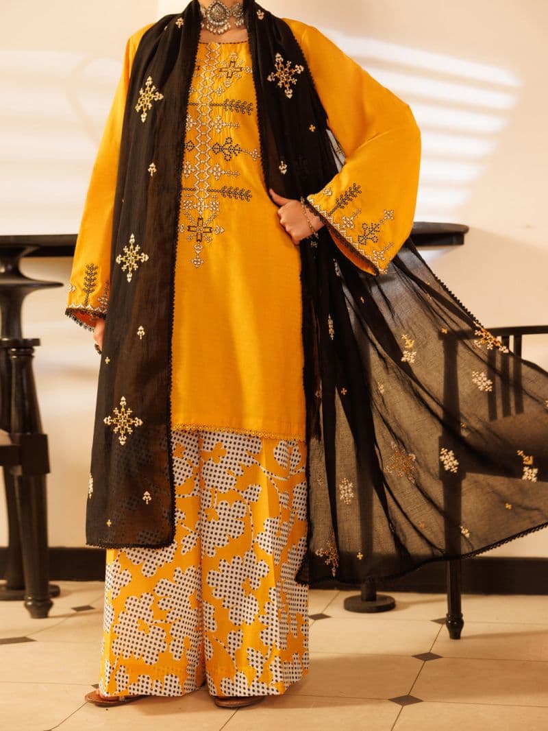 Yellow Lawn Stitched 2Pc