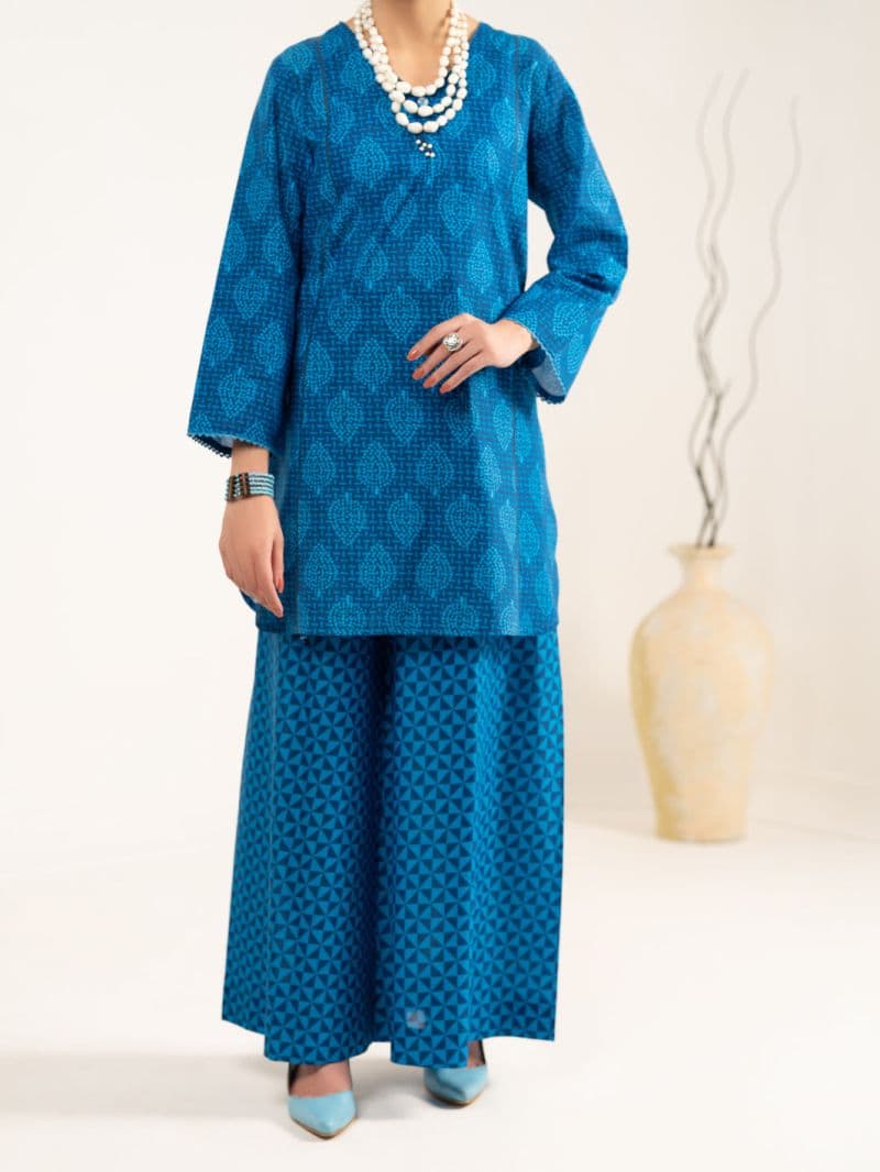 Blue Lawn 2Pc Stitched