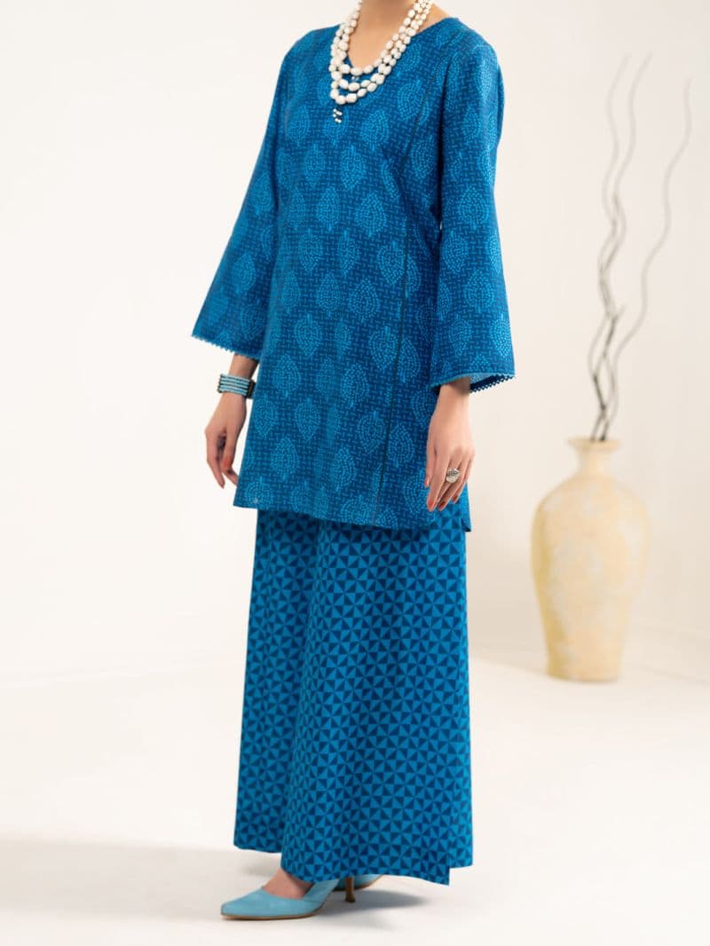 Blue Lawn 2Pc Stitched