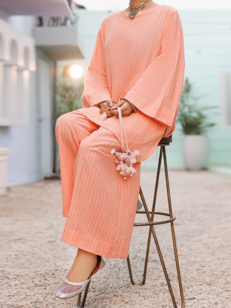 Peach Seersucker 2Pc Stitched thumbnail