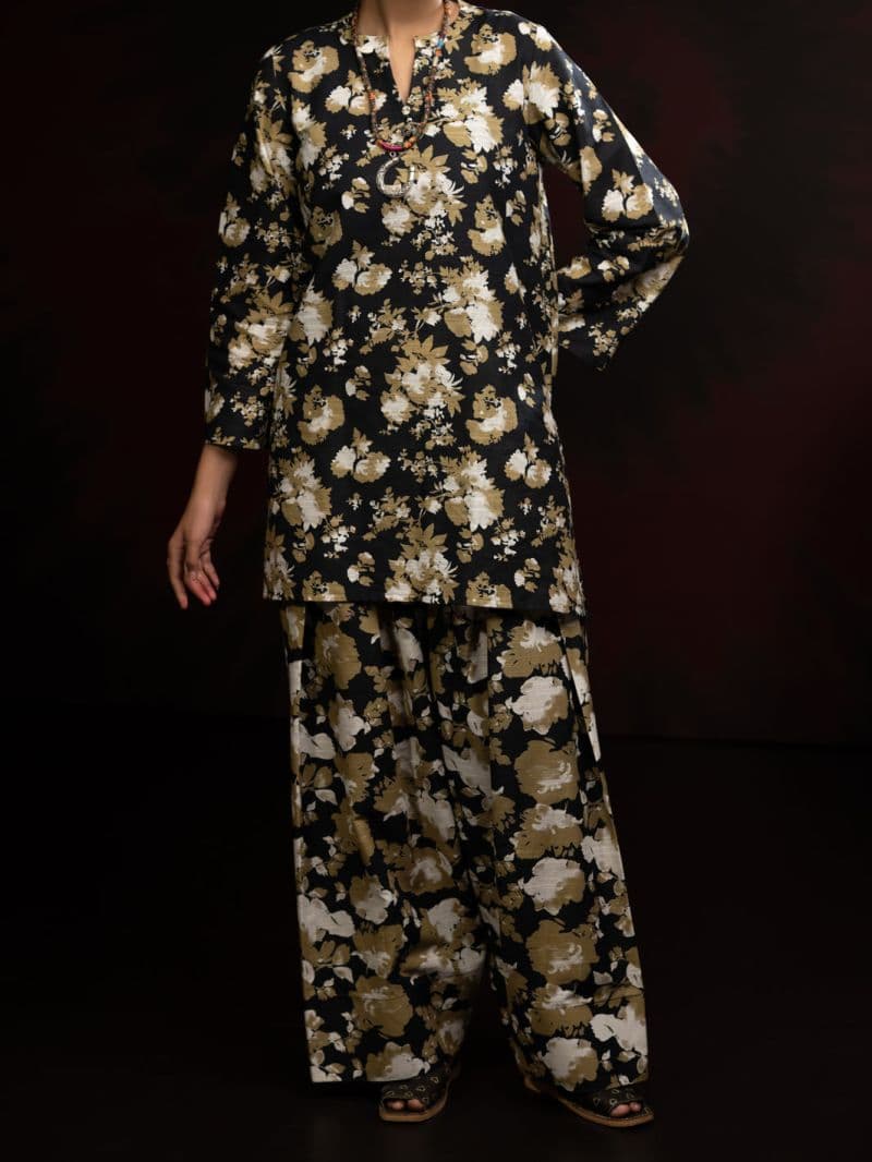 Black Slub Khaddar 2Pc Stitched thumbnail