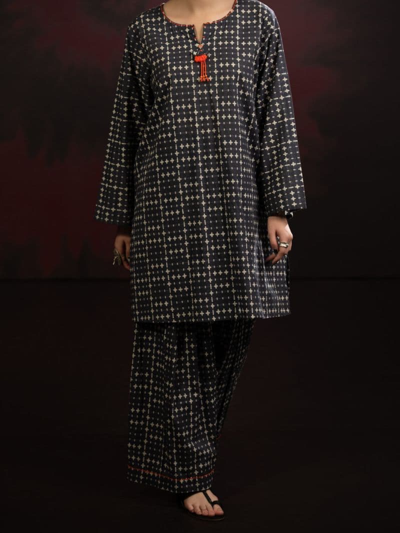 Black Cambric 2Pc Stitched