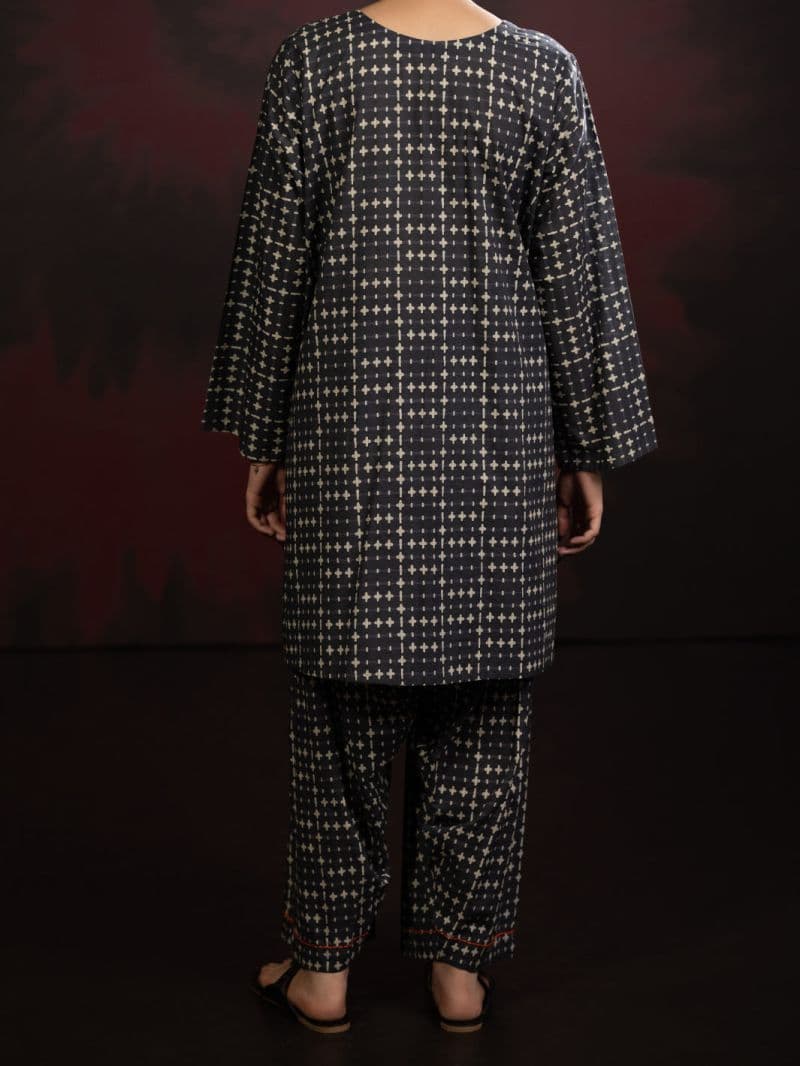 Black Cambric 2Pc Stitched