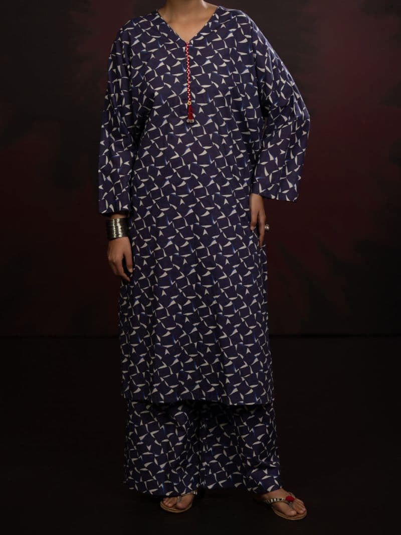 Blue Cambric 2Pc Stitched