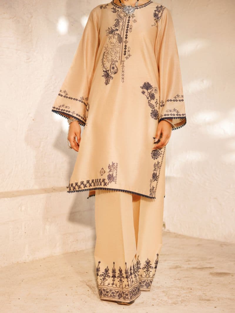 Beige Cambric 2Pc Stitched