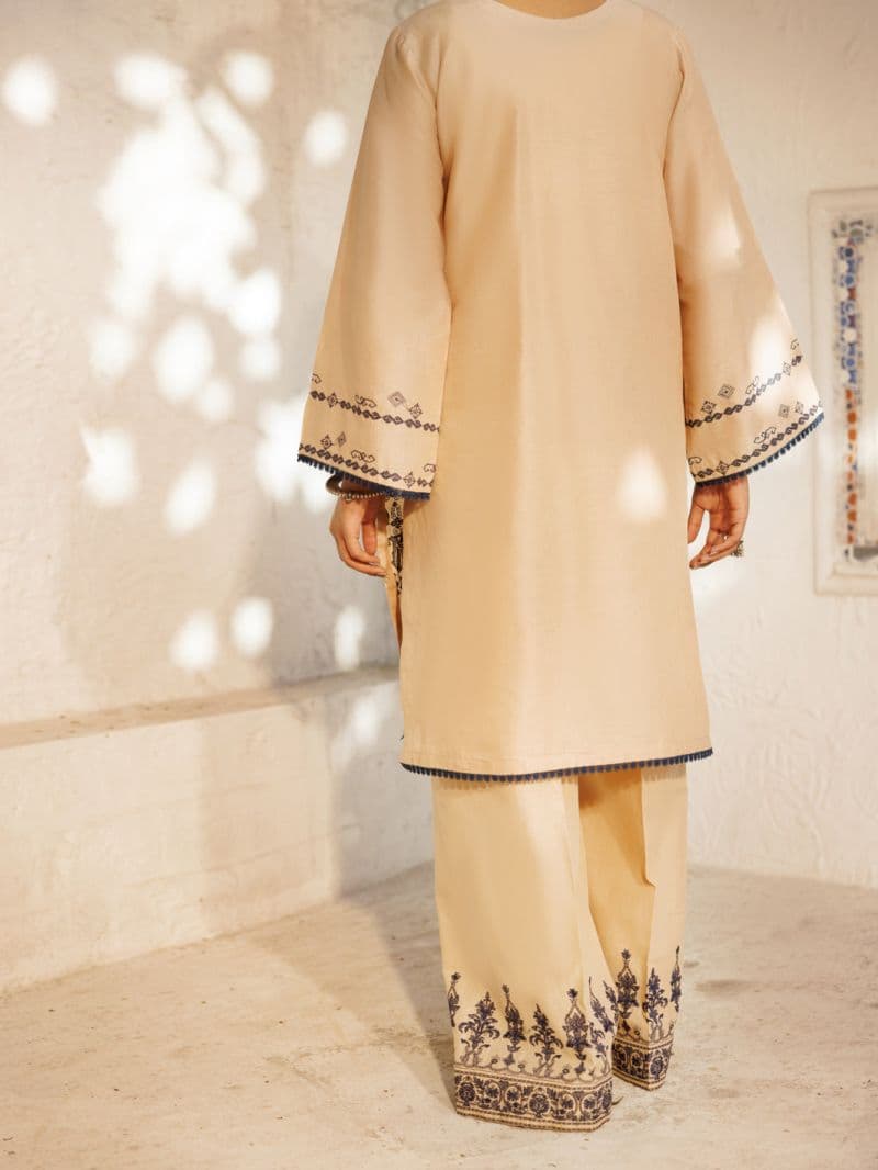 Beige Cambric 2Pc Stitched