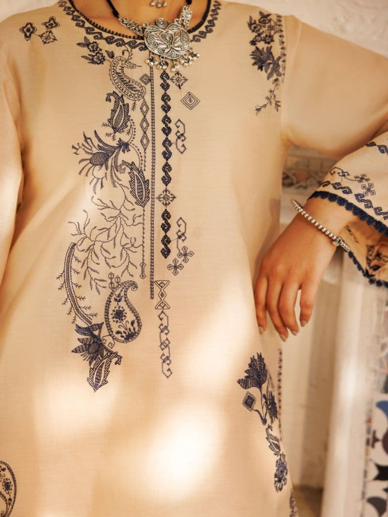 Beige Cambric 2Pc Stitched