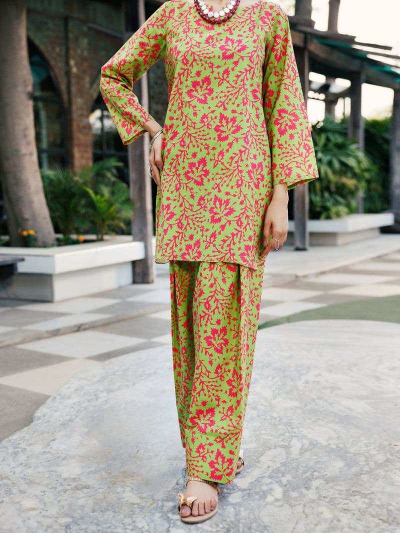 Mehndi Green Lawn Co-ord Set