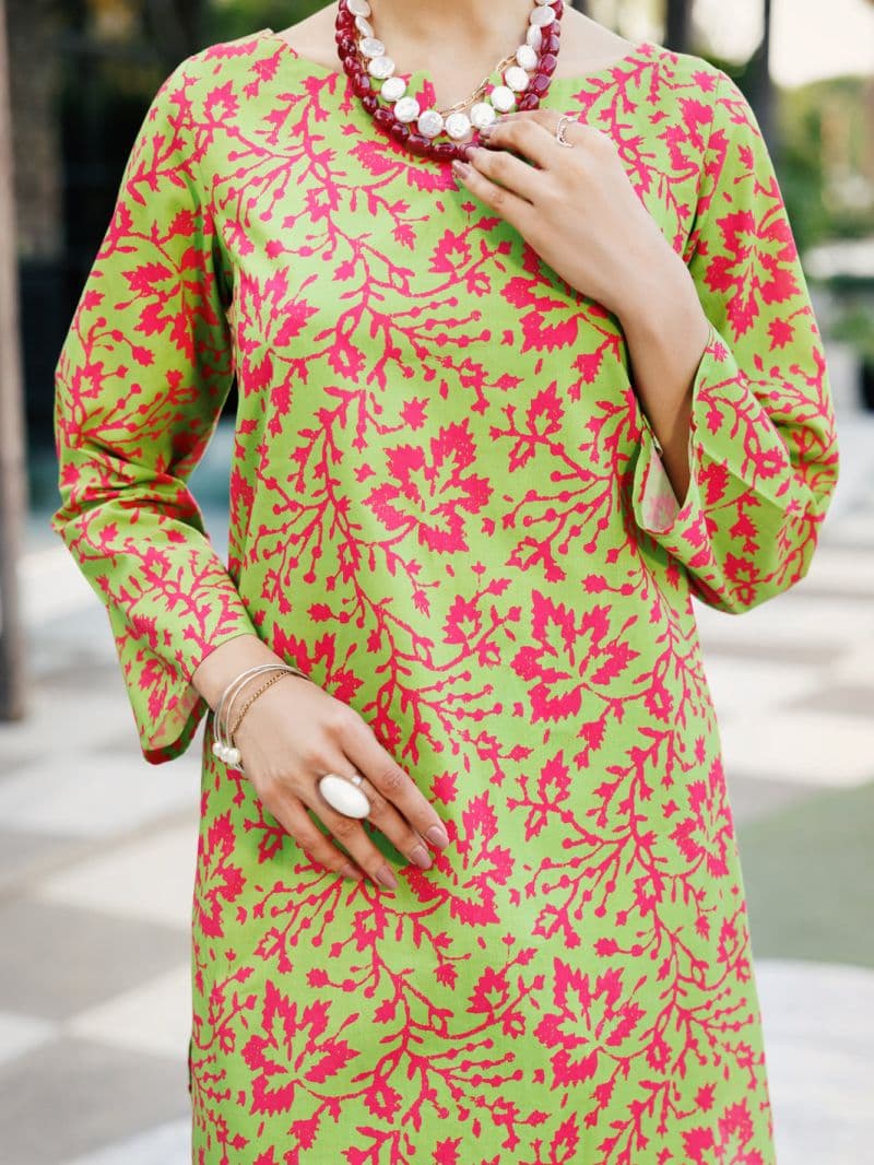 Mehndi Green Lawn Co-ord Set