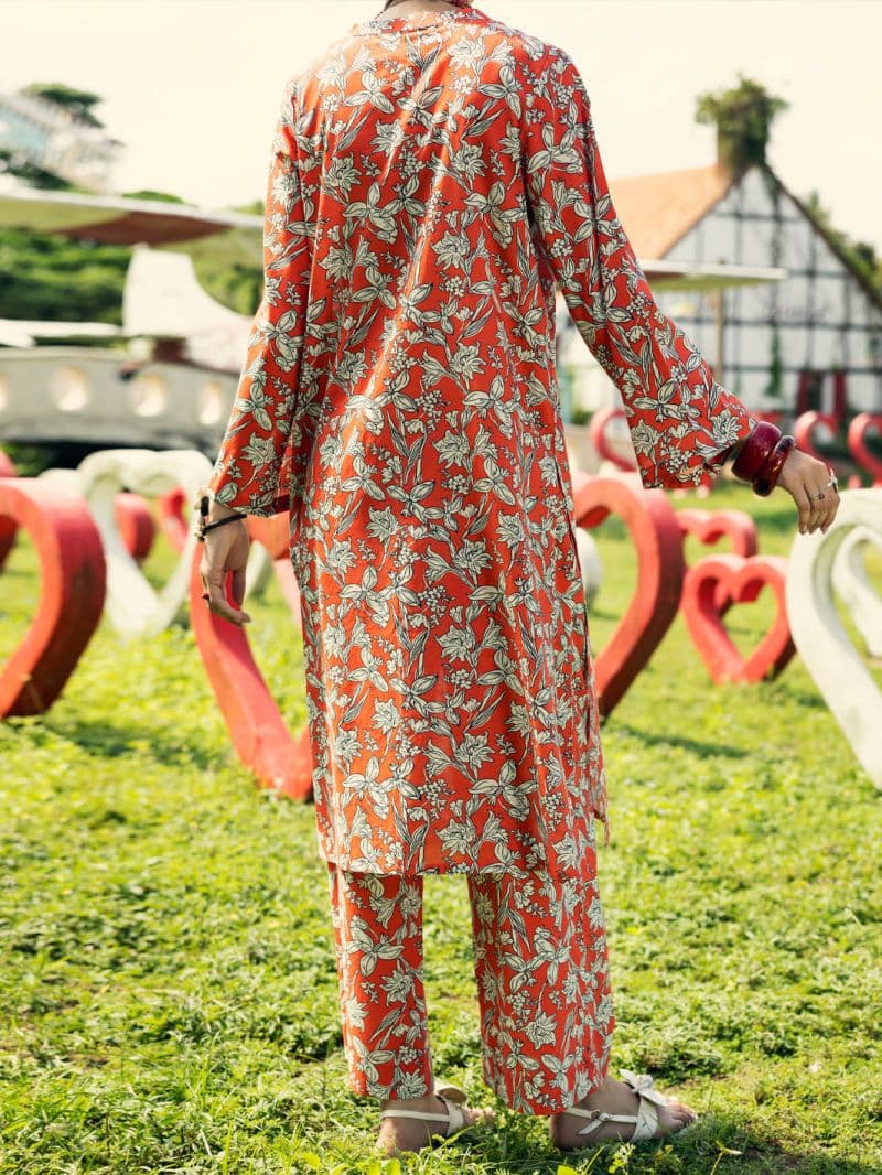 Orange Lawn 2 Piece Stitched thumbnail