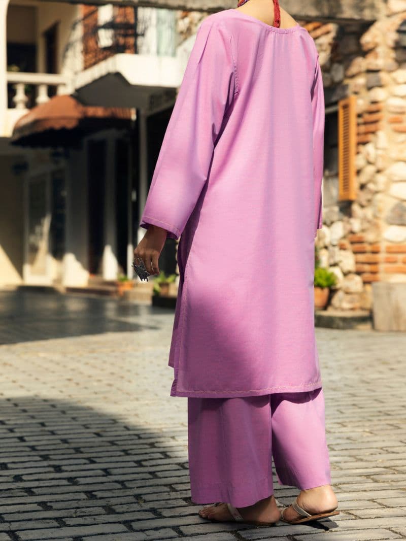 Light Purple Yarn Dyed Formal 2 Piece Stitched