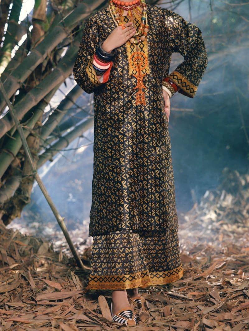 Brown Raw Silk 2Pc Stitched