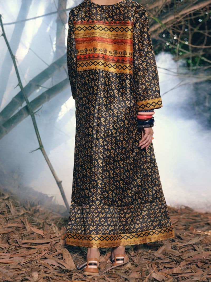 Brown Raw Silk 2Pc Stitched