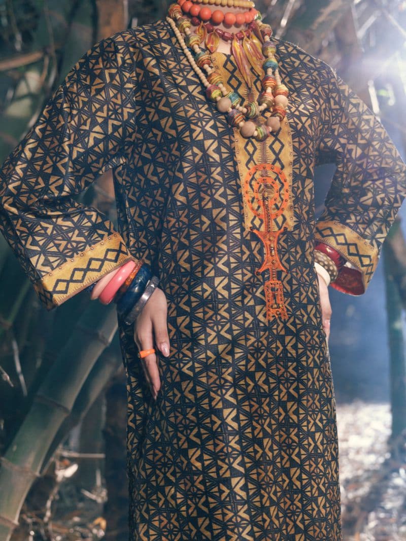 Brown Raw Silk 2Pc Stitched