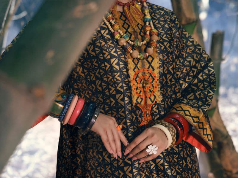 Brown Raw Silk 2Pc Stitched