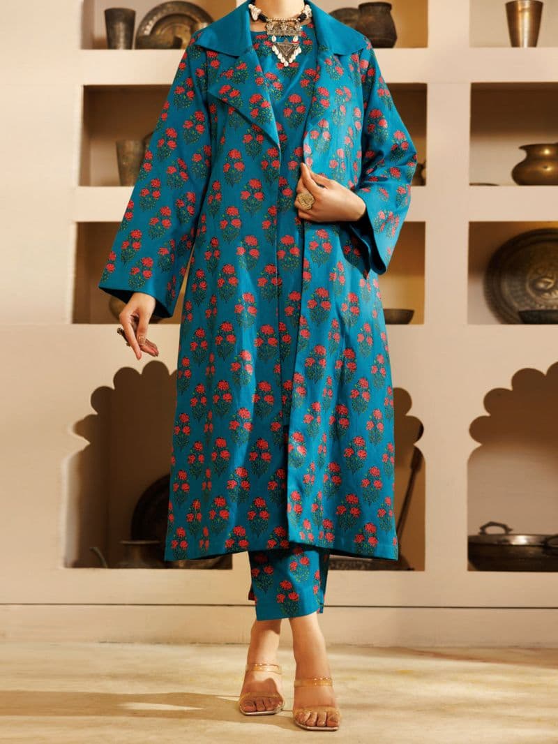 Teal Cambric 2Pc Stitched
