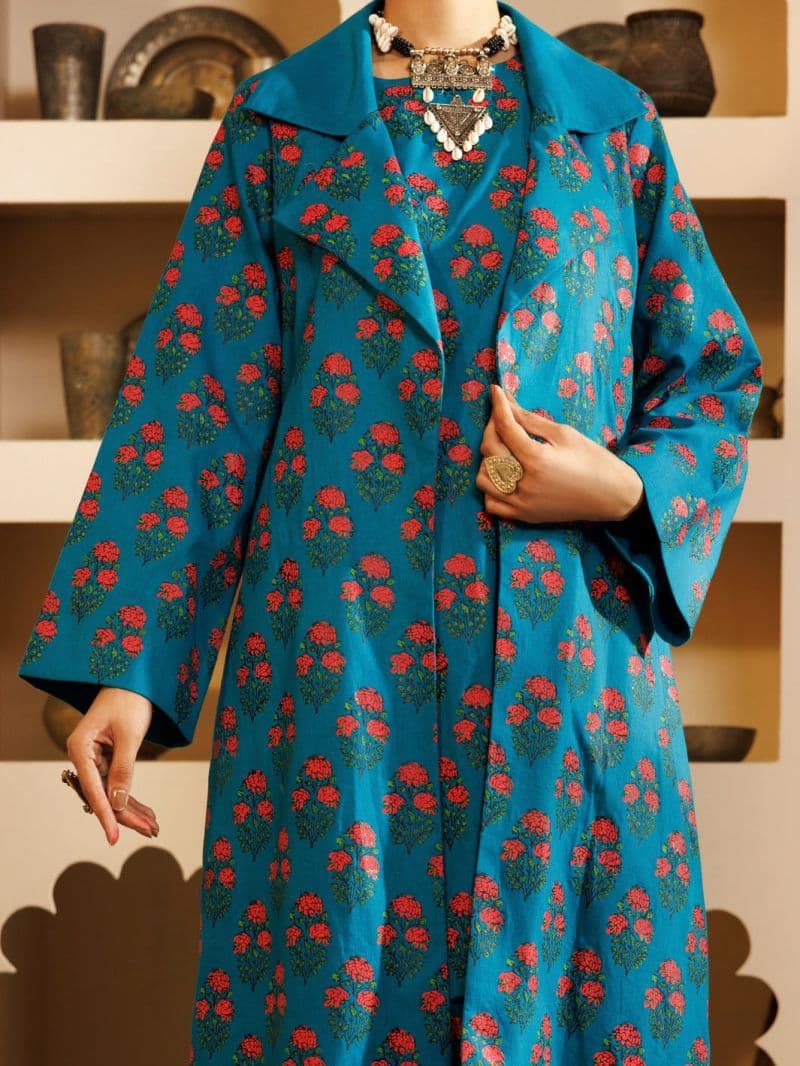 Teal Cambric 2Pc Stitched