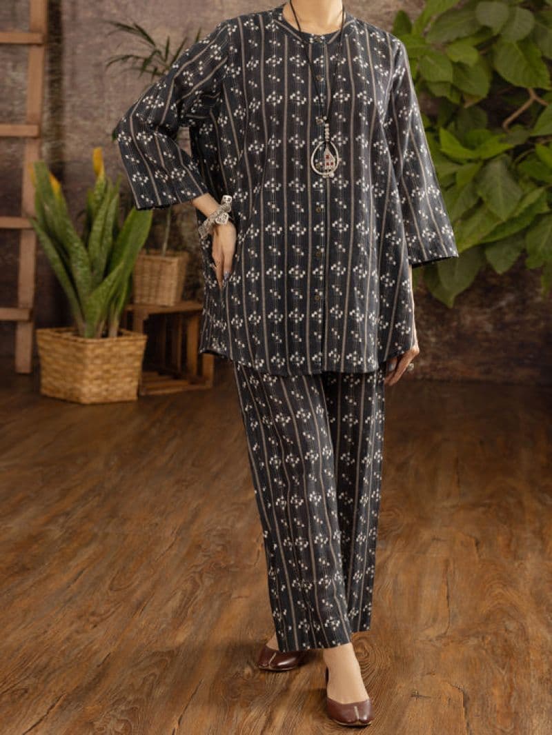 Black Linen 2Pc Stitched