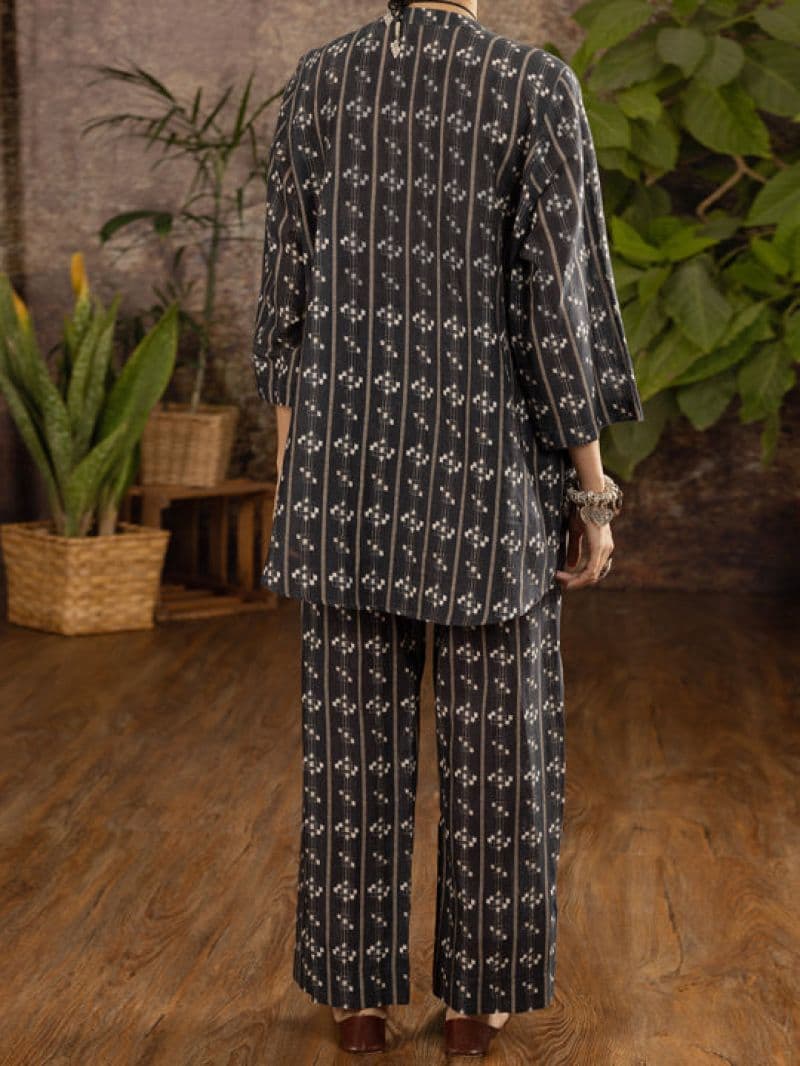 Black Linen 2Pc Stitched