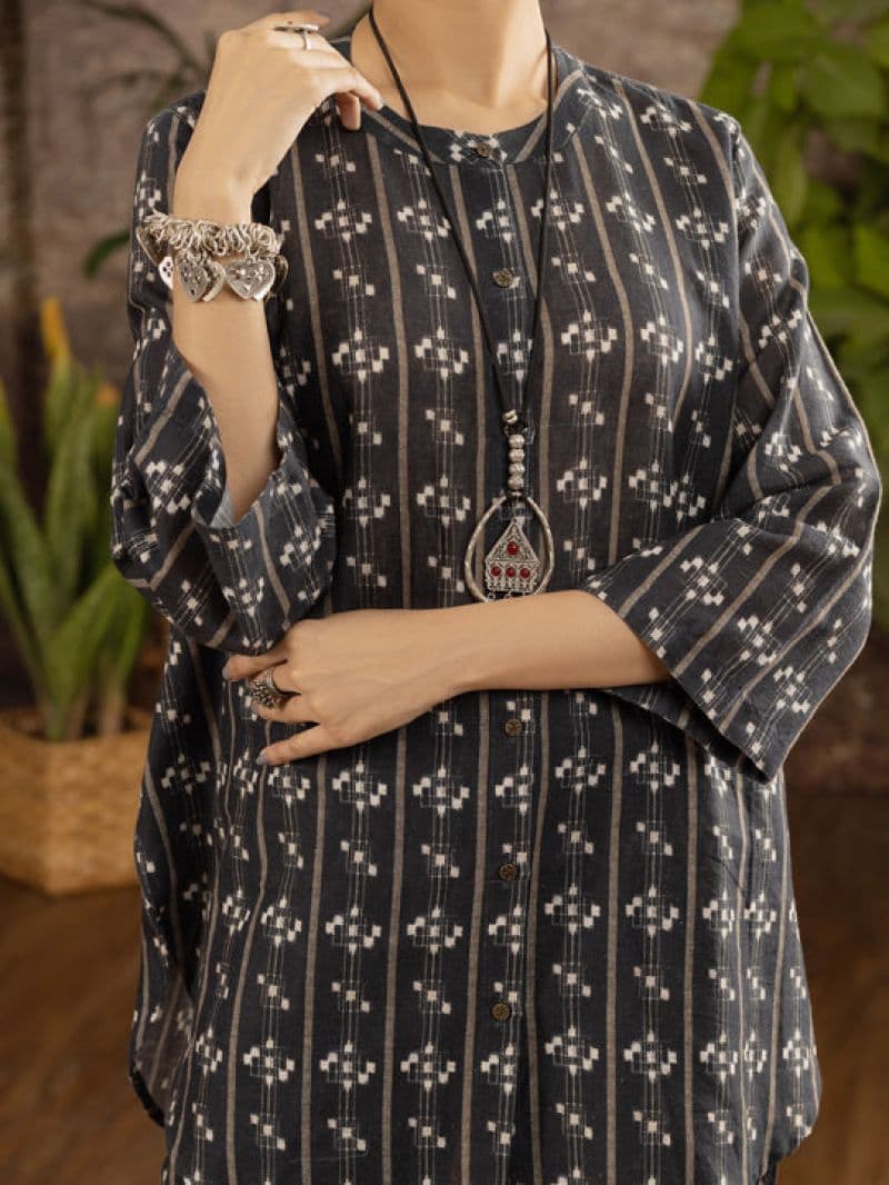 Black Linen 2Pc Stitched