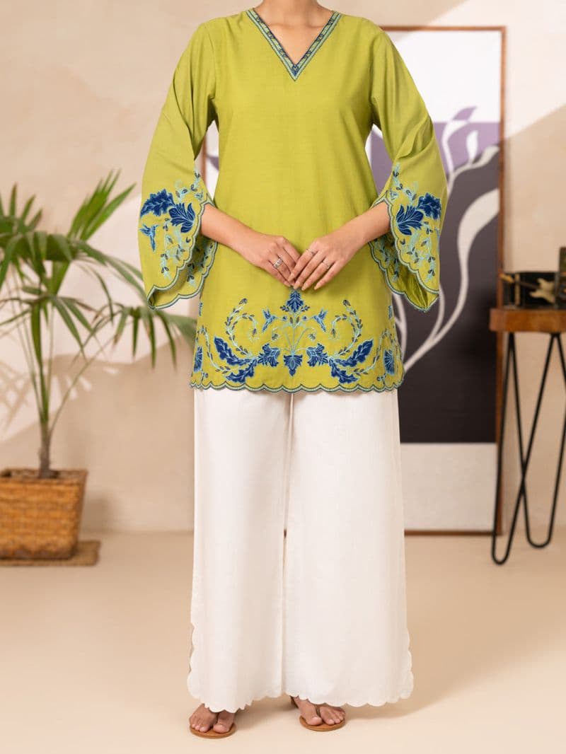 Parrot Green Cotton Lawn Kurti thumbnail