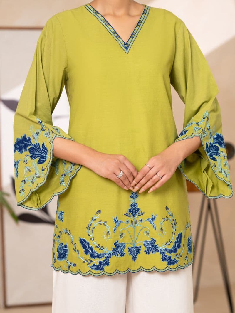 Parrot Green Cotton Lawn Kurti thumbnail