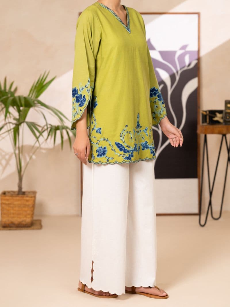 Parrot Green Cotton Lawn Kurti thumbnail