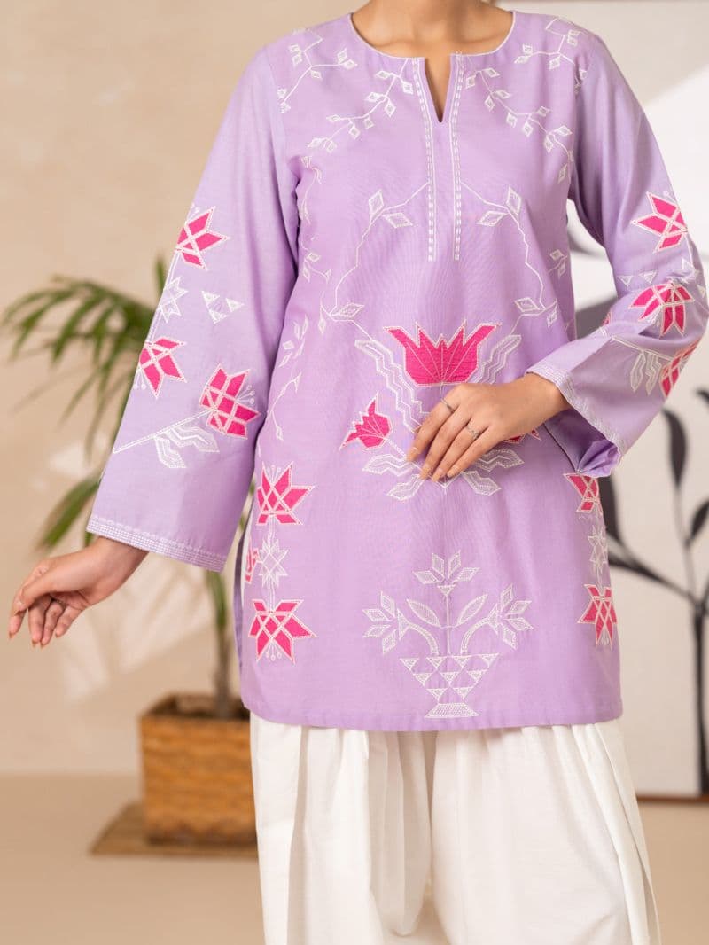 Light Purple Cotton Lawn Kurti thumbnail