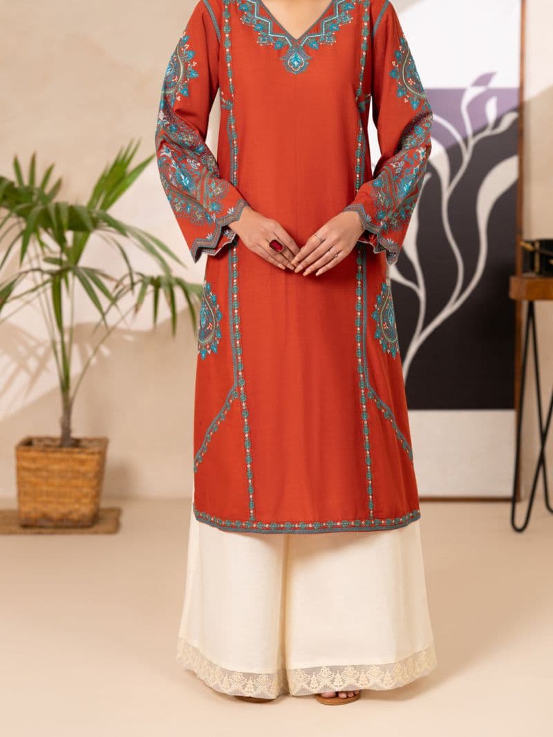 Rust Cotton Lawn Kurti thumbnail