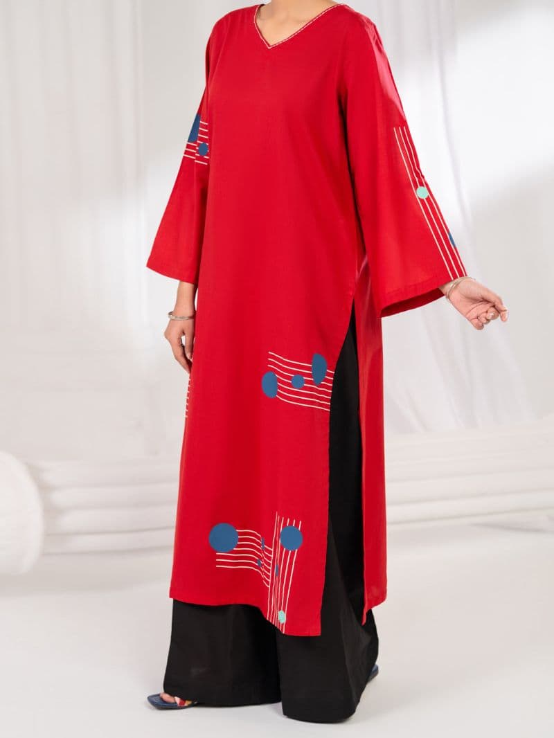 Red Lawn Kurti