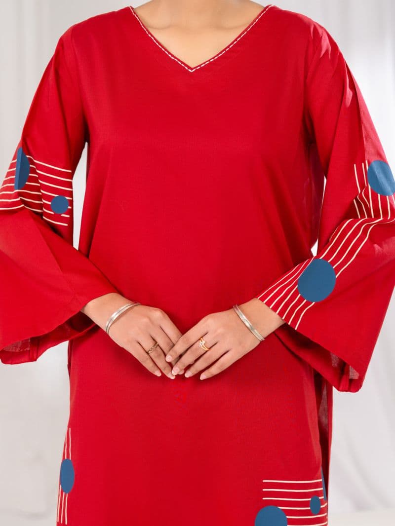 Red Lawn Kurti