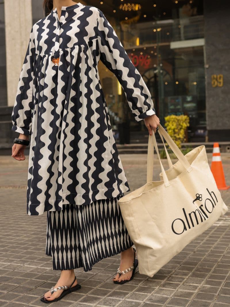 Black White Lawn Kurti thumbnail