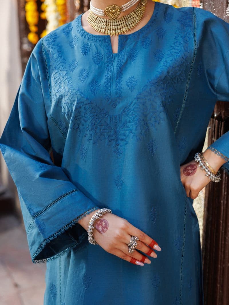 Turquoise Cambric Kurti thumbnail