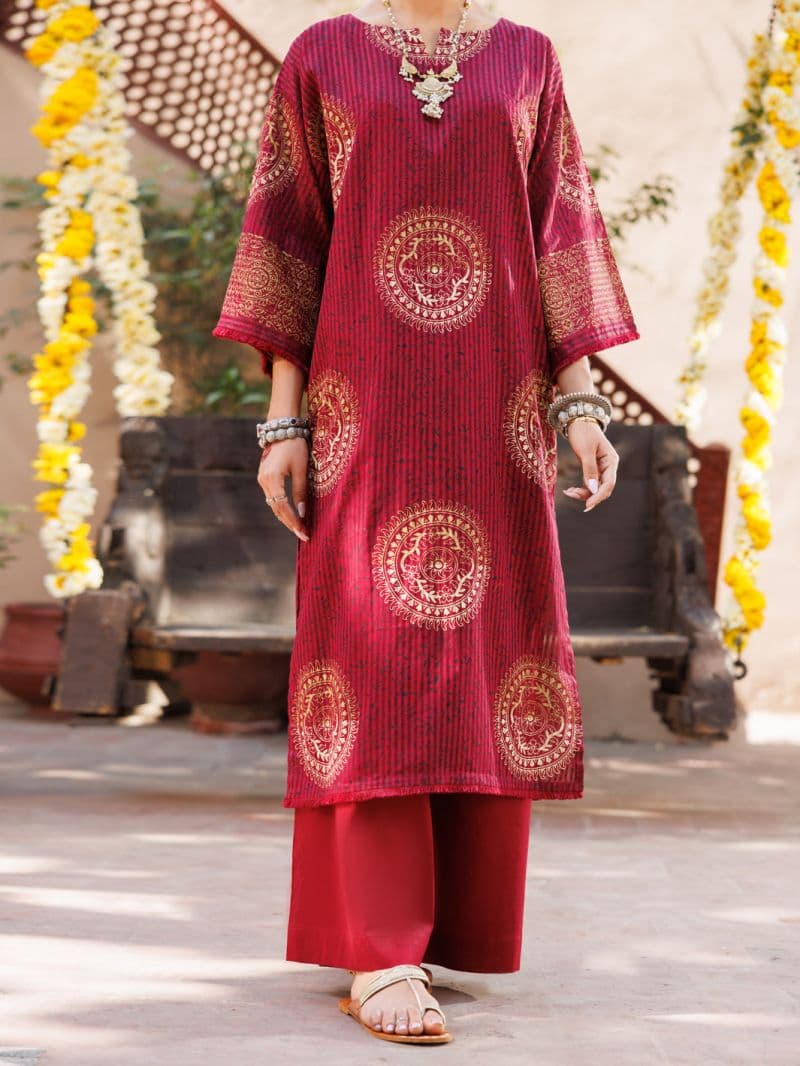 Maroon Dobby Kurti thumbnail
