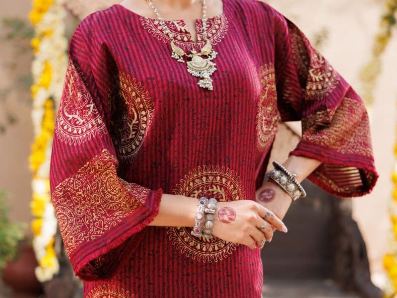 Maroon Dobby Kurti thumbnail