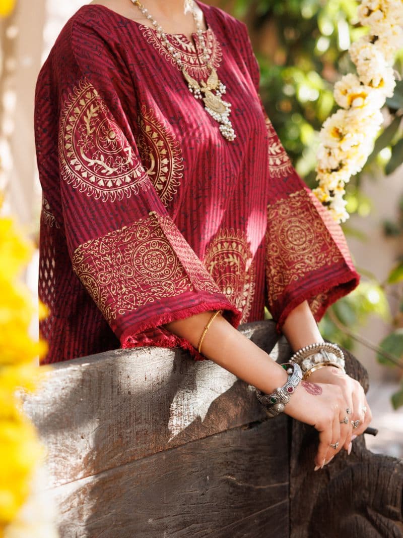 Maroon Dobby Kurti thumbnail