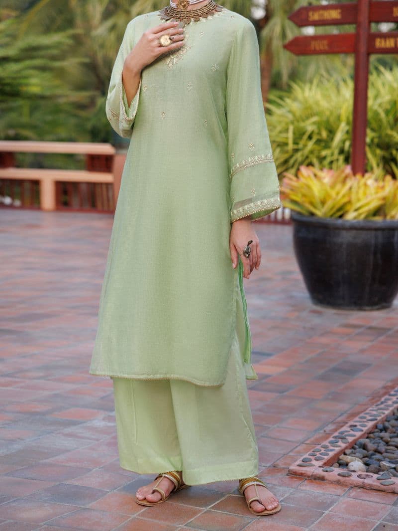 Light Green Khaddi Net Tunic thumbnail