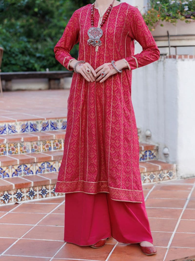 Fuchsia Lawn Kurti