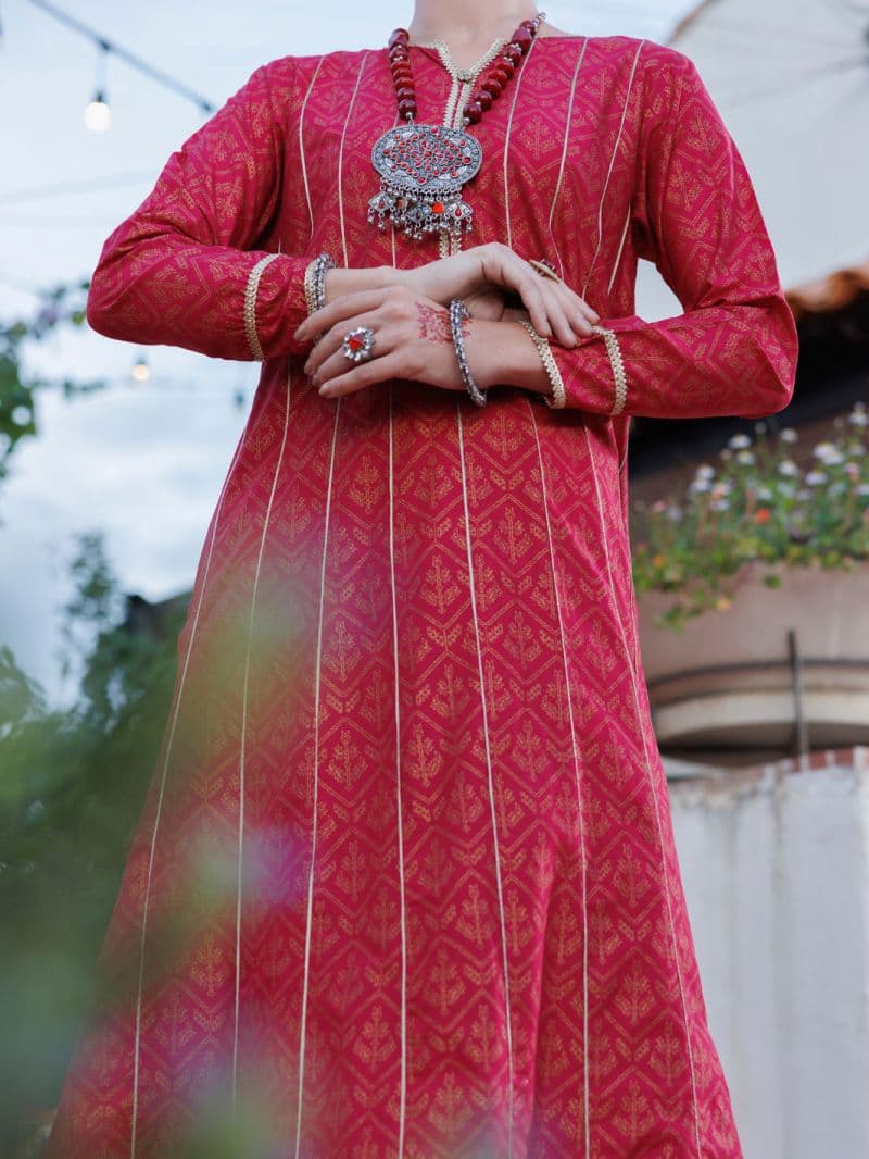 Fuchsia Lawn Kurti