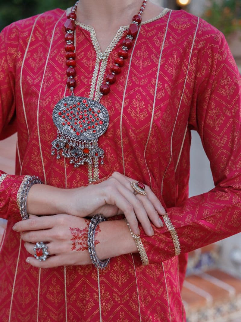Fuchsia Lawn Kurti