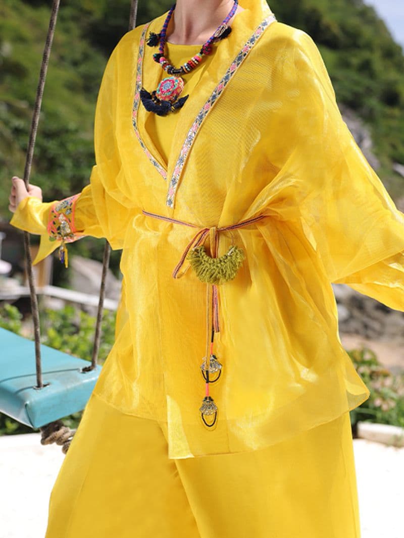 Yellow Shimmer Net Tunic thumbnail