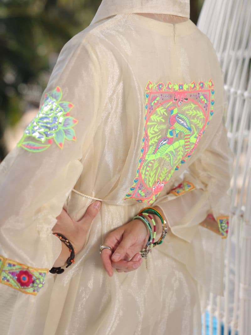 Off White Shimmer Net Tunic thumbnail